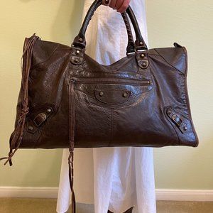 *Sold* Balenciaga Motorcycle Brown Weekender Work Handbag
